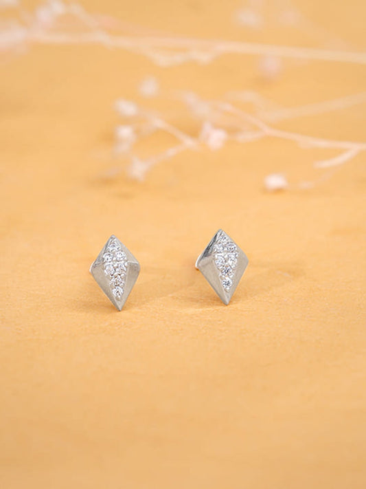 Silver Shiny Rhombus Studs