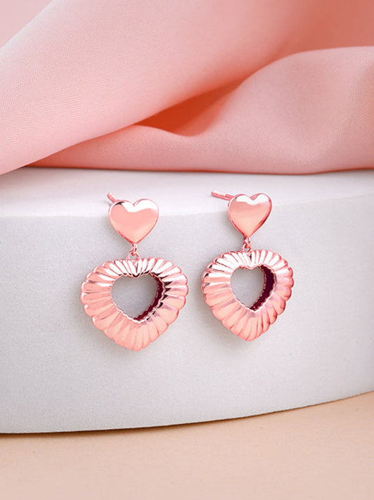 Rose Gold Blush Heart Earrings