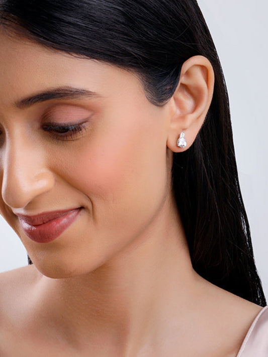 Silver Leafy Teardrop Earrings
