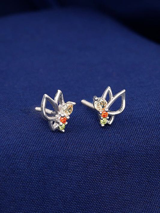 Silver Vibrant Butterfly Earrings