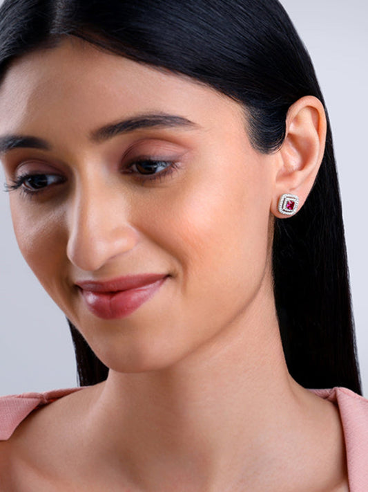 Silver Ruby Elegance Earrings