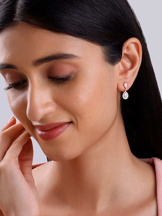 Rose Gold Glittering Teardrop Earrings