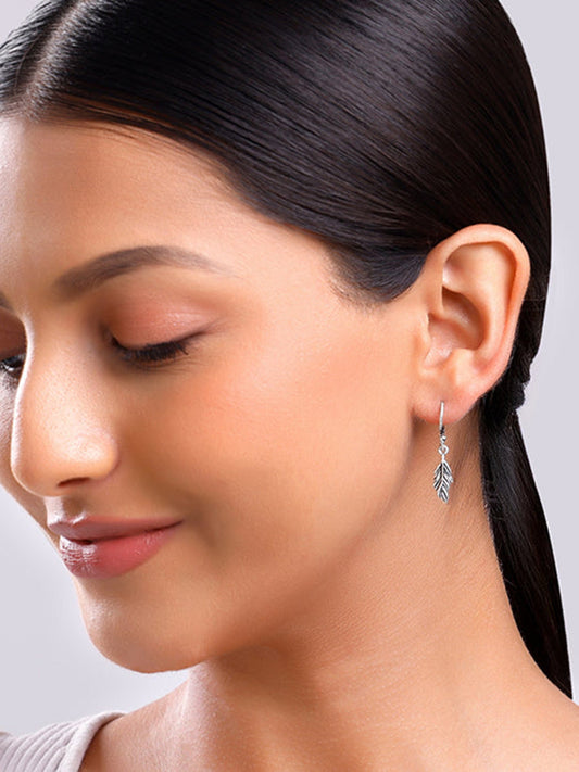 Oxidised Silver Vintage Leaf Earrings