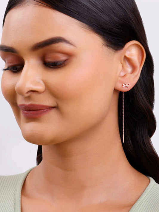 Rose Gold Butterfly Sui Dhaga Earrings