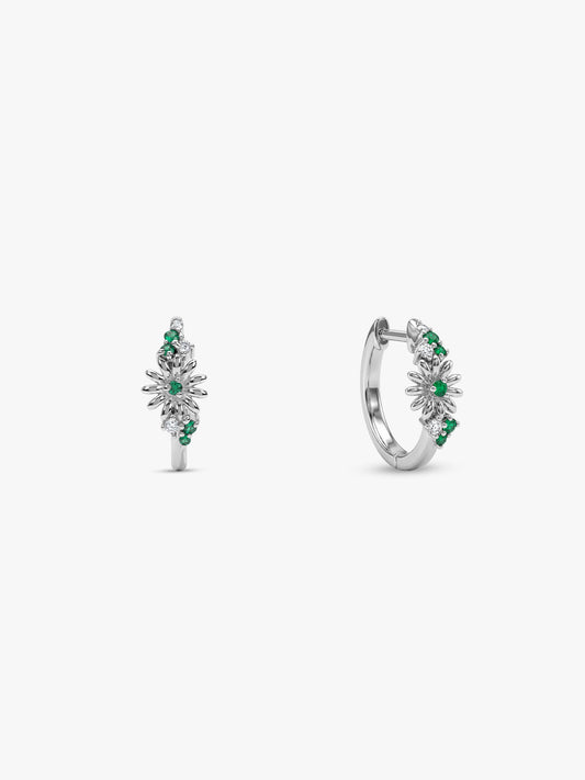 Silver Dreamy Flower Hoop Earrings