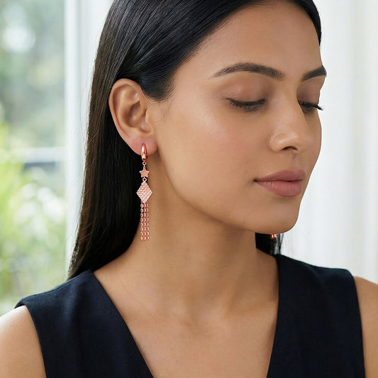 Rose Gold Single Ladies Dangler Earrings