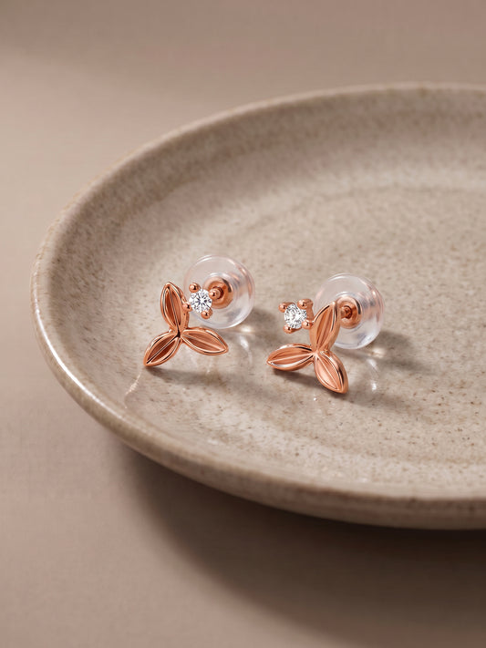 Rose Gold Alpha Stud Earrings