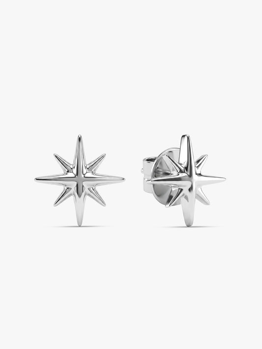Silver Starburst Stud Earrings