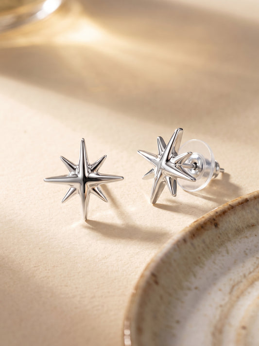 Silver Starburst Stud Earrings