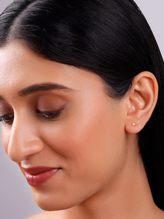 Golden Bezel Set Stud Earrings