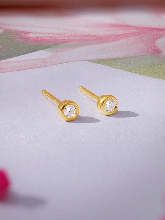 Golden Bezel Set Stud Earrings