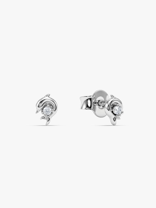 Silver Dolphin Stud Earrings