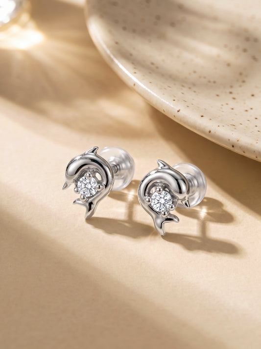 Silver Dolphin Stud Earrings