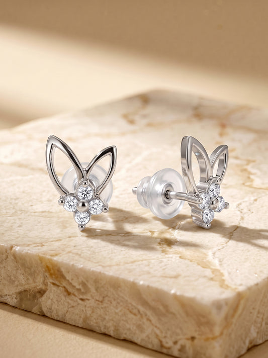 Silver Rabbit Stud Earrings