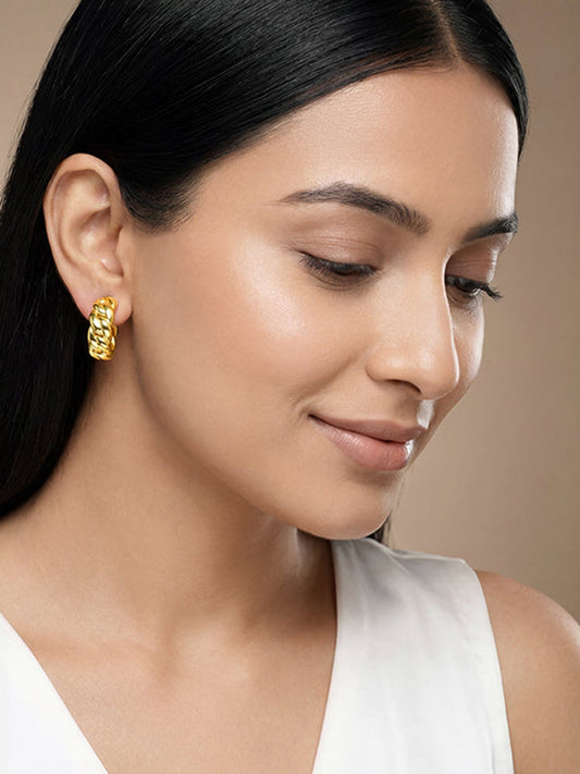 Golden Braided Glow Hoop Earrings