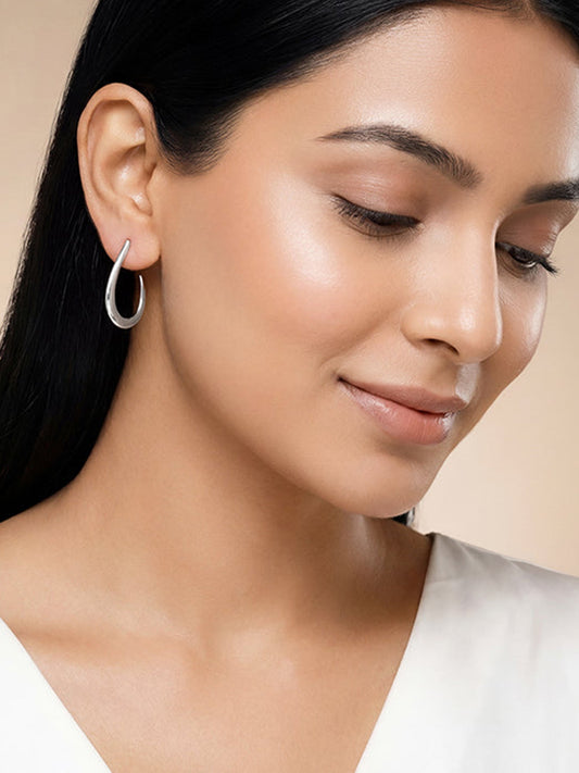 Silver Ray J Hoop Earrings