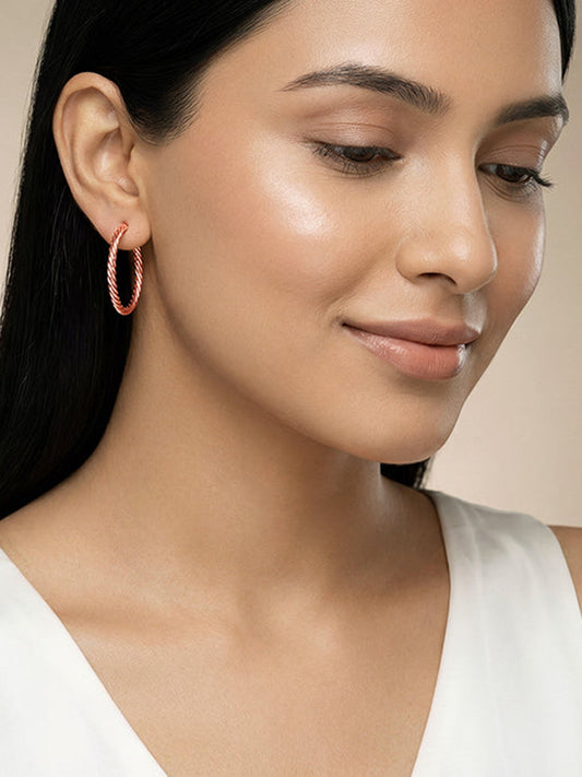 Rose Gold Braidy Hoop Earrings