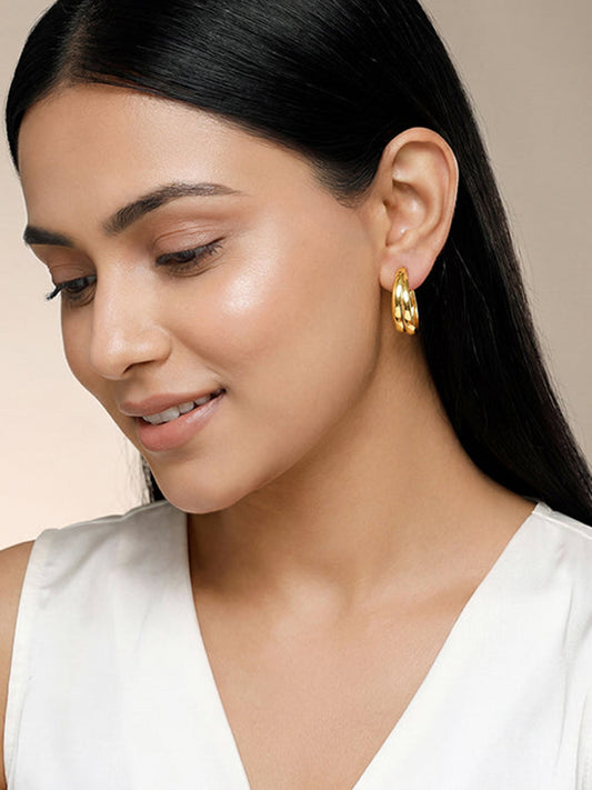 Golden Tubular Hoop Earrings