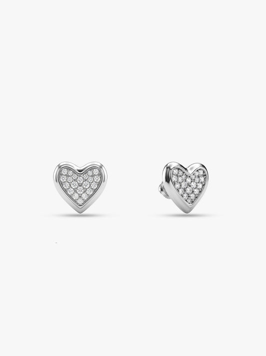 Silver Heart Glow Stud Earrings