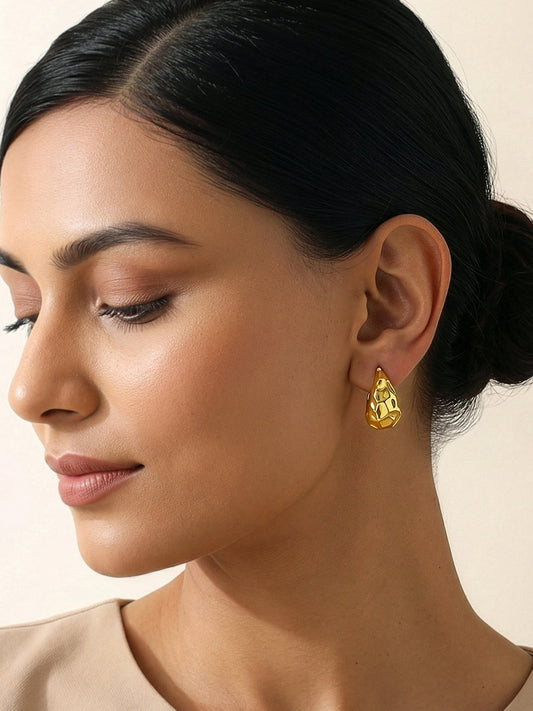 Golden Moonlit Crescents Hoop Earrings