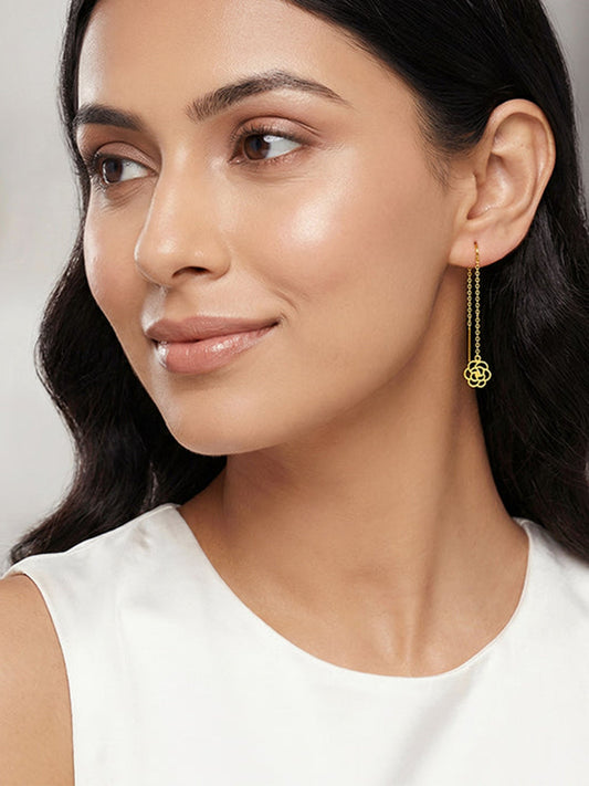Golden Zivara Rose Sui Dhaga Earrings