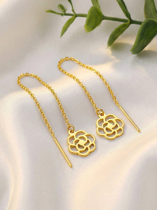 Golden Zivara Rose Sui Dhaga Earrings