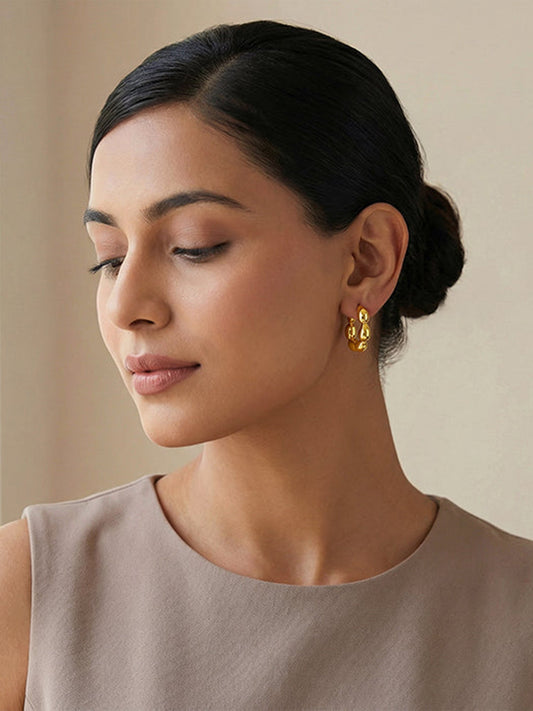 Golden Graceful Twist Hoop Earrings