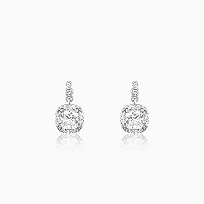 Silver Zircon Halo Earrings Silver Earrings – GIVA