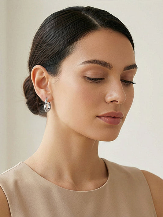 Silver Twisted Story Hoop Earrings