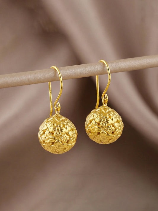 Golden Rose Ball Hook Earrings