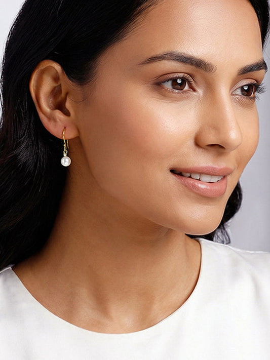 Golden Eva Pearl Drop Earrings