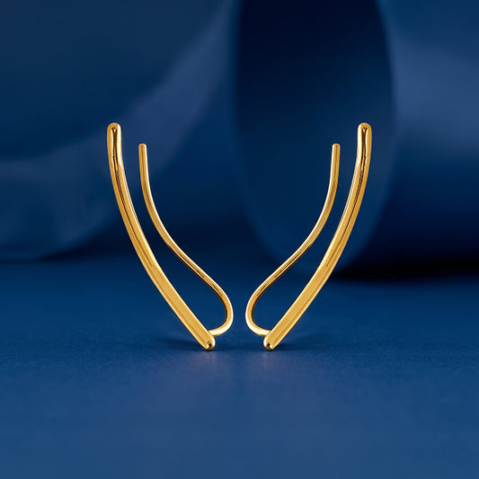 Golden Flow Edge Climber Earrings
