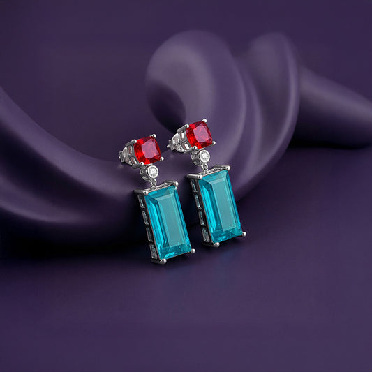 Silver Azure Bloom Dangler Earrings