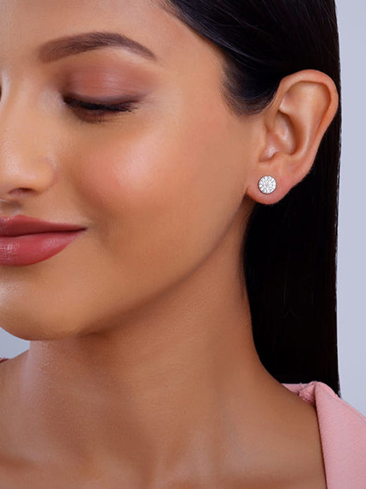 Silver Shimmering Sphere Stud Earrings
