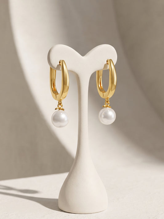 Golden Vilma Pearl Hoop Earrings