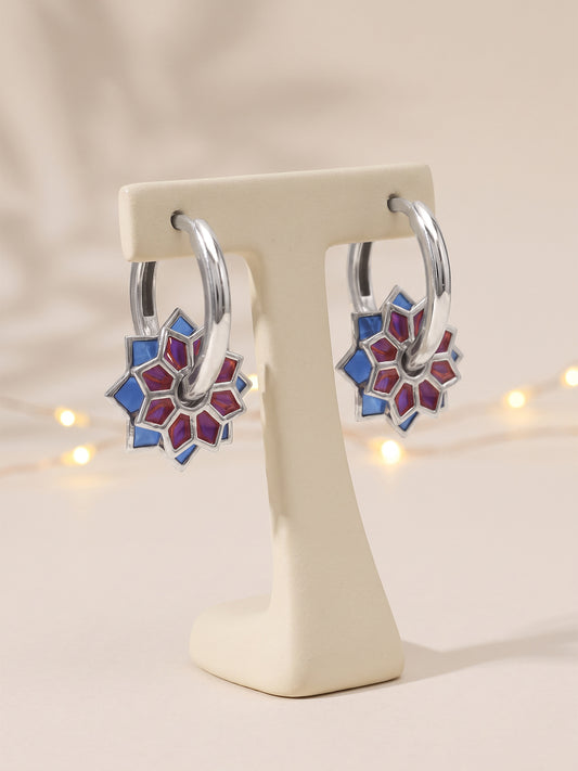 Silver Rangoli Glow Hoop Earrings