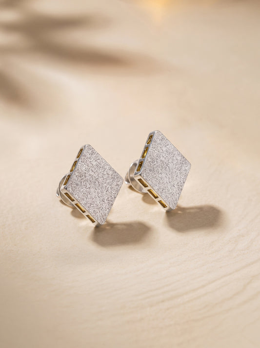 Silver Kaju Katli Studs
