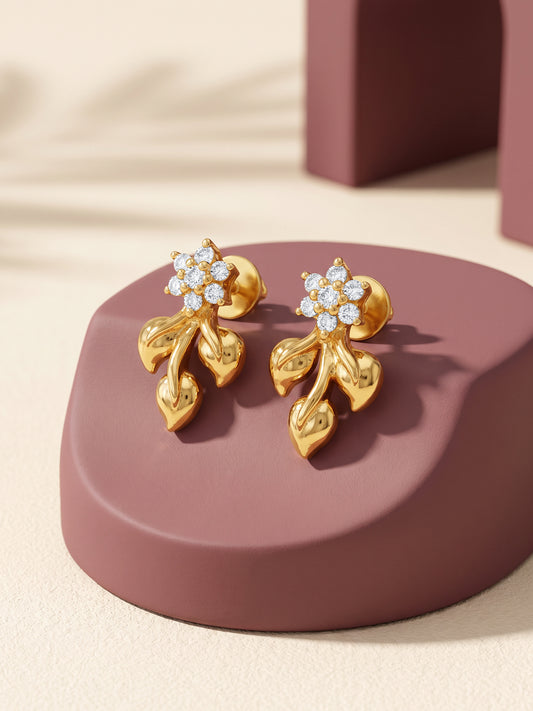 Golden Sparkling Foliage Earrings