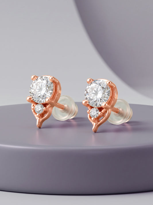 Rose Gold Laurel Peak Stud Earrings