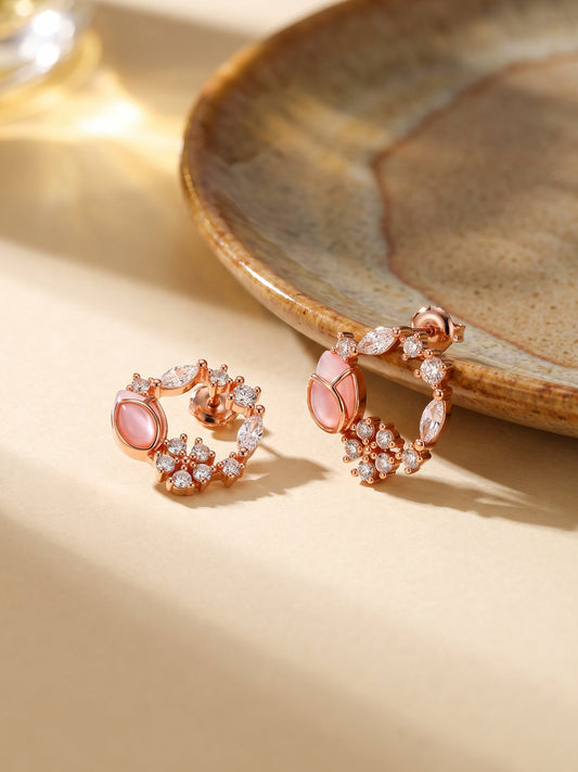Rose Gold Drop Wreath Studs