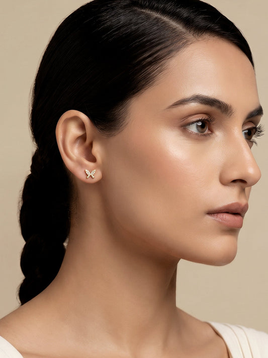 Golden Butterfly Tiny Studded Affair Earrings