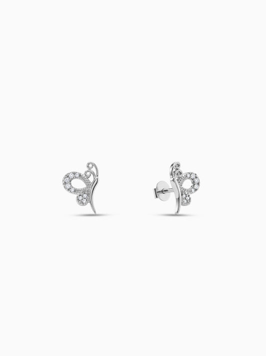 Silver Love Like A Butterfly Studs
