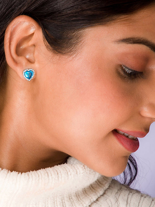 Silver Titanic Heart Of The Ocean Studs