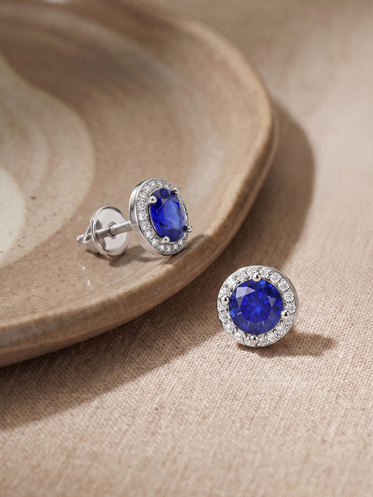 Silver Hypnotic Blue Studs