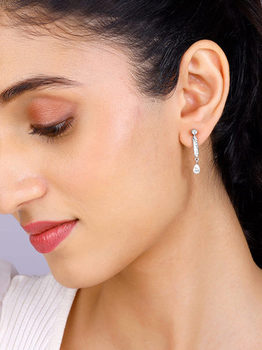 Zircon Silver Night Earrings