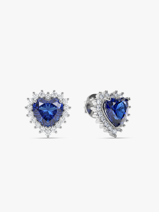 Silver Heart Of The Ocean Studs