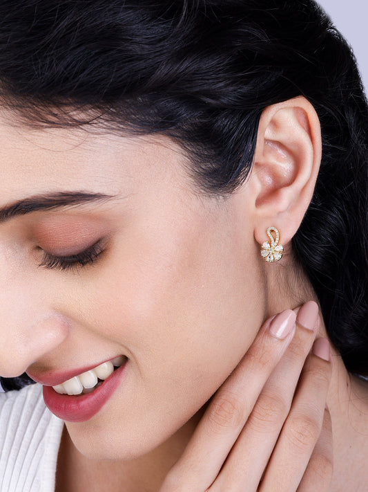 Golden White Floral Damsel Earrings
