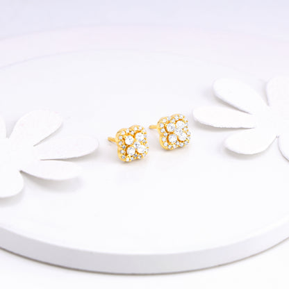 Golden Pansy Flower Earrings