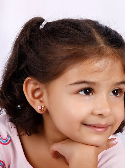 Golden Baby Elephant Kids Earrings (4-12 yrs)