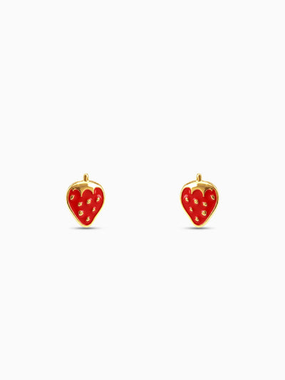 Golden Cute Strawberry Kids Earrings (4-12 yrs)